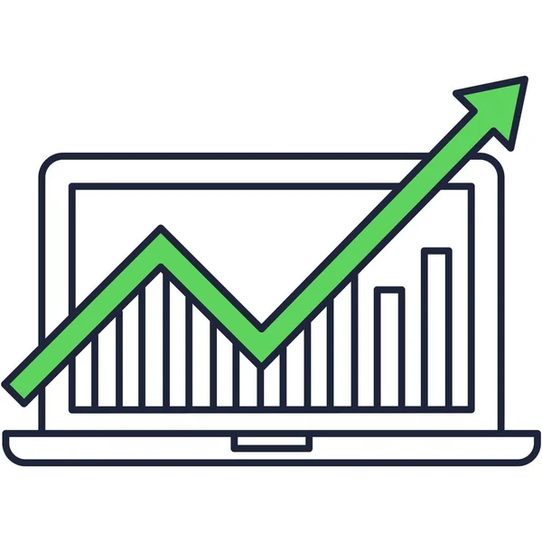 Estadísticas de datos reportan icono plano de investigación empresarial — Archivo Imágenes Vectoriales