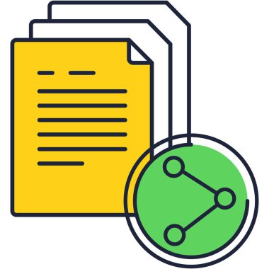 Beyaz üzerinde izole edilmiş belge paylaşım simgesi vektörü