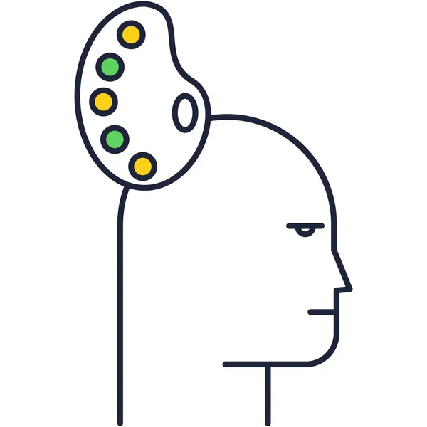 Artystyczne twórcze myślenie ikona wektora ludzkiego mózgu — Wektor stockowy