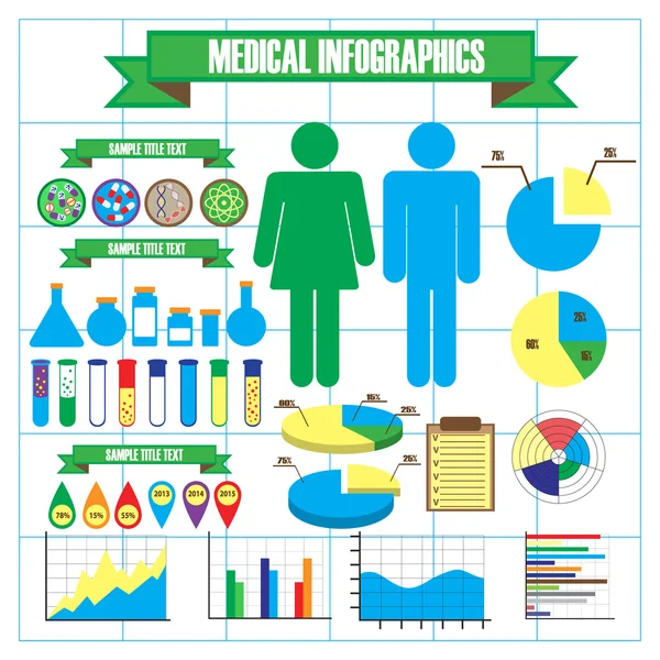 Medizinische und gesundheitliche Symbole, infografische Elemente. Vektorillustration — Stockvektor