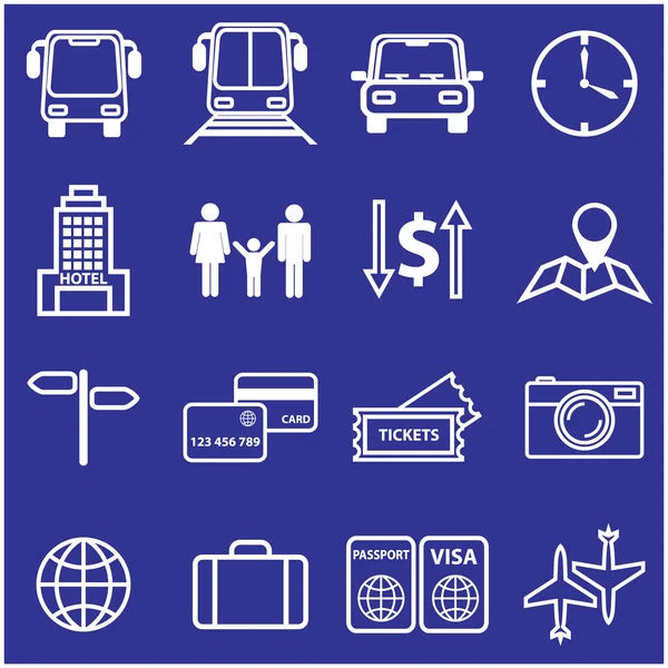 Travel and vacation line icons set. Vector illustration of holiday symbols — Stockvector