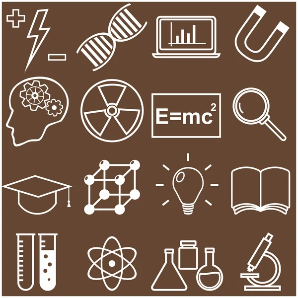 Science and Education Flat Line Icons. Vector illustration — Stock Vector