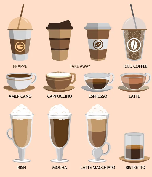 Kaffee-Ikonen Set. Tasten für Web und Apps. Vektorillustration — Stockvektor