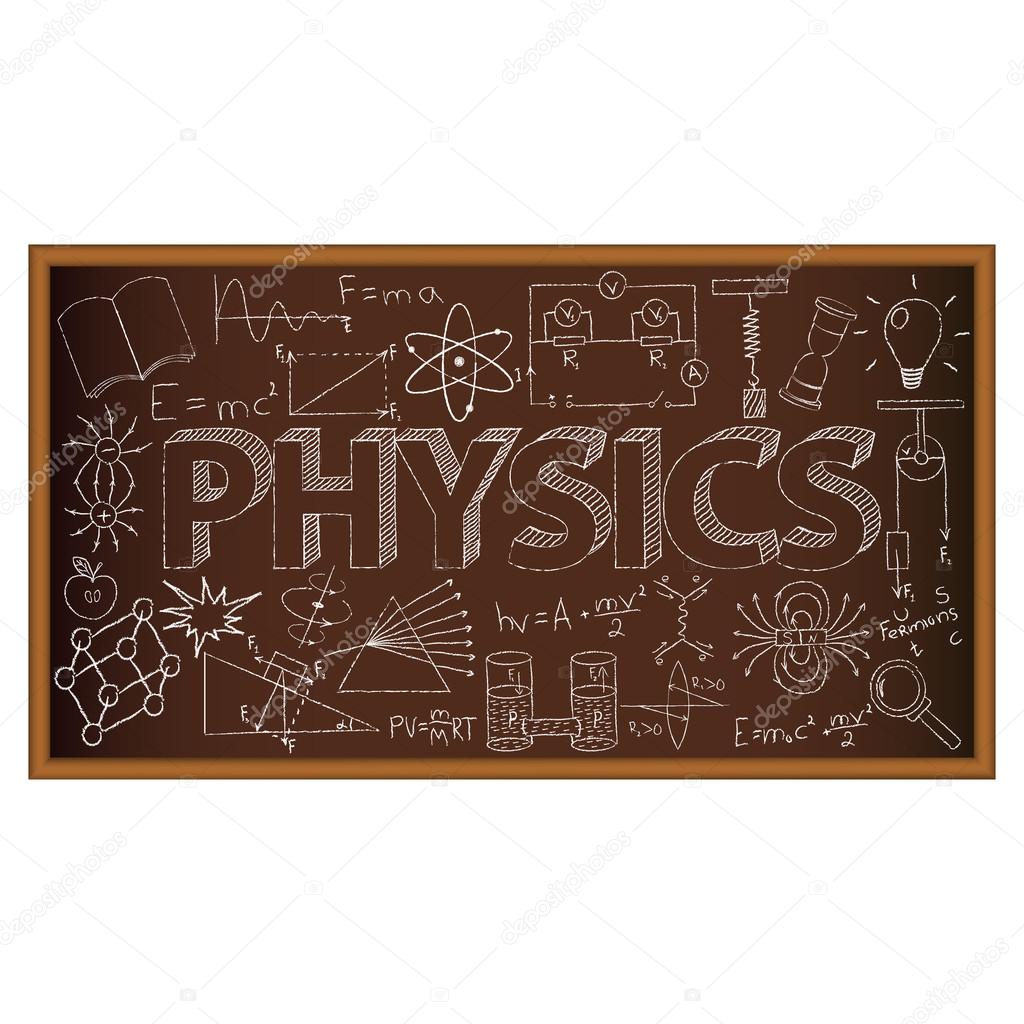 School board doodle with physics symbols. Vector illustration