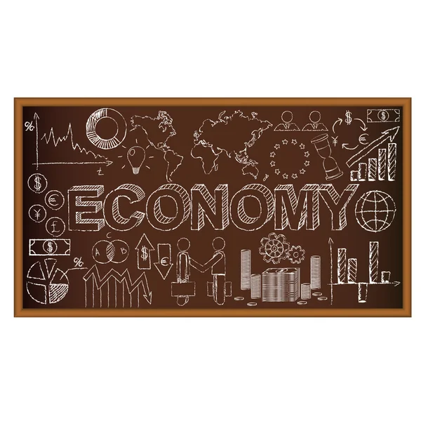 School board doodle with ecomony symbols. Vector illustration — 图库矢量图片