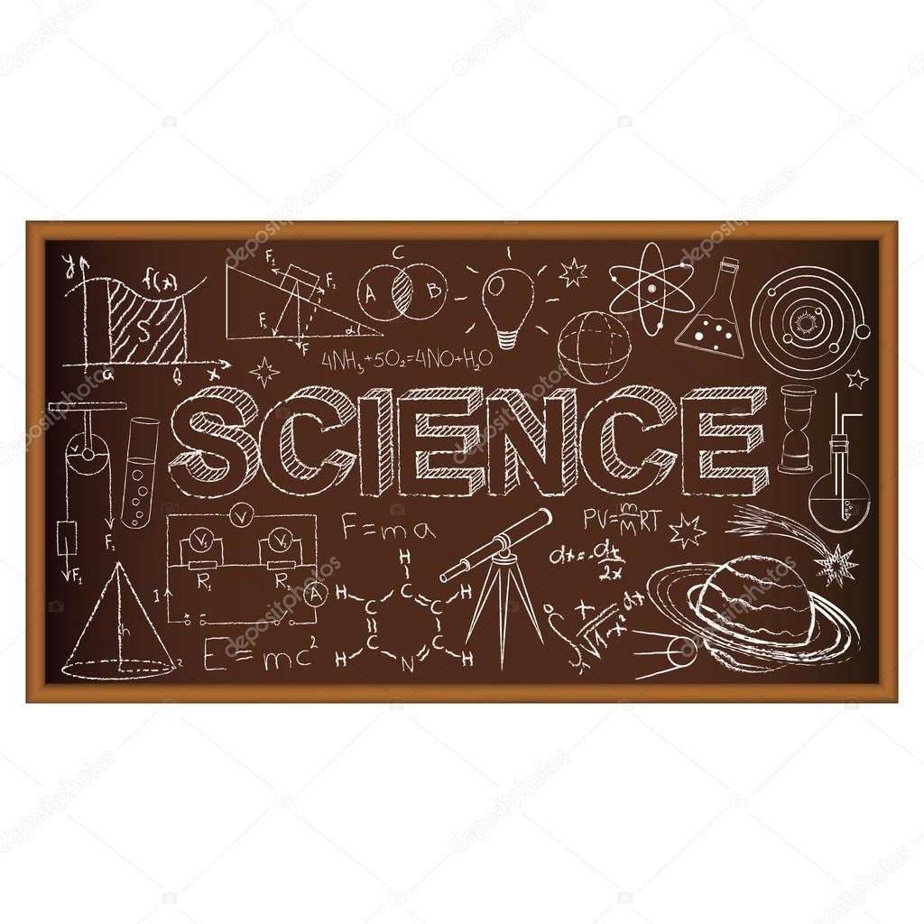 School board doodle with science symbols. Vector illustration