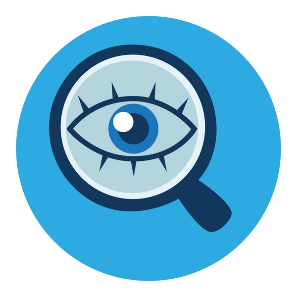Magnifying glass and eye vector icon in flat style — Stock Vector