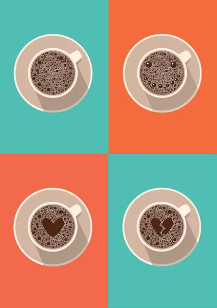 Sady ikon šálek kávy. Vektorové ilustrace v plochý design — Stockový vektor