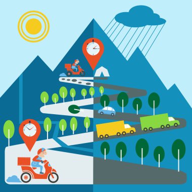 Pizza teslimatı. Vektör çizim