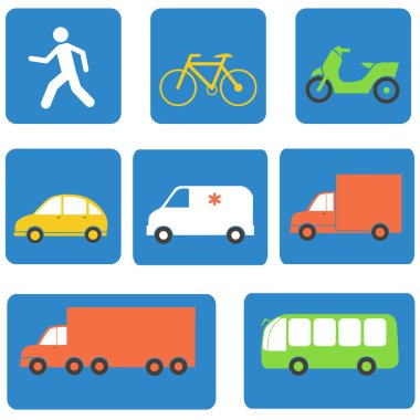 Ulaşım simgeleri tasarım öğeleri. Vektör çizim