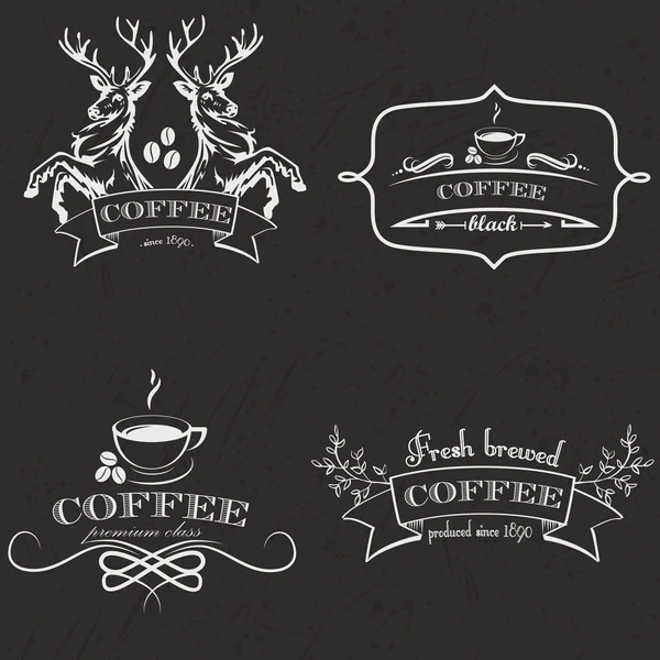 Set van vintage retro koffie logo badges en etiketten. Vectorillustratie — Stockvector