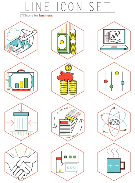业务线图标设置在平的设计。Web 元素线性风格。矢量图. — 图库矢量图片