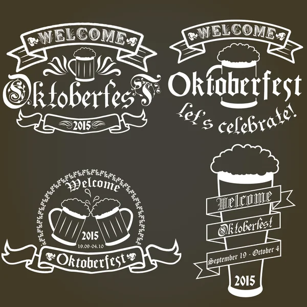 Conjunto vectorial de etiquetas oktoberfest, elementos de diseño. Ilustración de logotipo aislado en estilo vintage . — Vector de stock