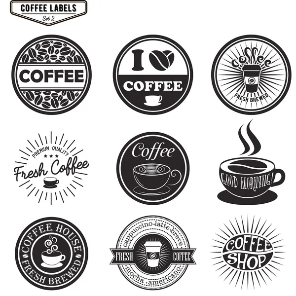 Conjunto de rótulos de café, elementos de design, emblemas e emblemas. Isolada ilustração vetorial em estilo vintage . — Vetor de Stock