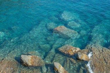 Liguria, İtalya 'da Akdeniz' de Açık Mavi Deniz Suyu