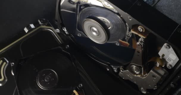 Hard Drive Berputar Dan Berhenti Refleksi Lain Hard Disk Piring — Stok Video
