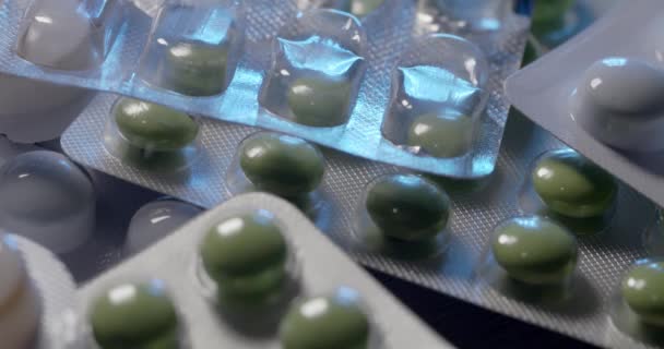 Таблетки Полный Пустой Пакет Лекарство Болезней Здоровья Полиэтиленовая Упаковка — стоковое видео