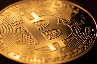 Altın olarak Fiziksel Bitcoin. Kripto para, dijital altın bit para ve Alt sikkeler. Engelleme zinciri ve şifreleme kavramı