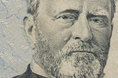 Kapanış 50 dolarlık banknot. 50 dolarlık bir geçmişi var. Birleşik Devletler dolarları.