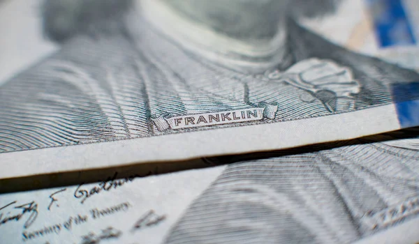 Benjamin Franklin Auf Einem Hundert Dollar Schein Dollar Geld Große — Stockfoto