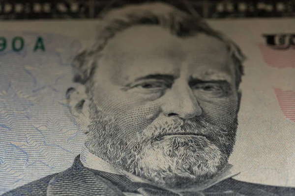 Nahaufnahme Dollar Banknote Fünfzig Usd Hintergrund Dollarscheine Der Vereinigten Staaten — Stockfoto
