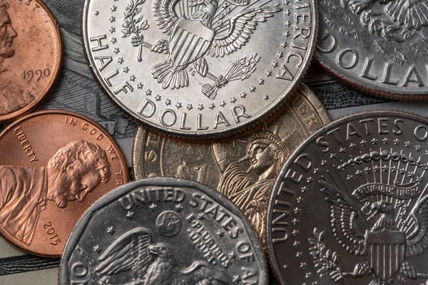 Half Dollar and Dollar Coins from USA, United States of America.