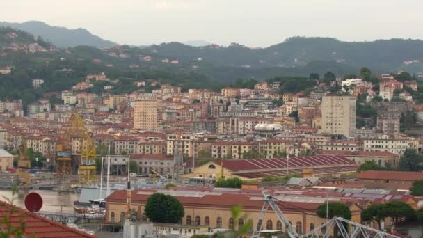 View Spezia Aerial View Panning Roofs Spezia Cinque Terre City — Stock Video