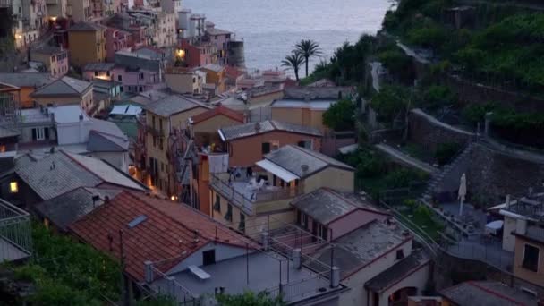 Манарола Італія Червня 2021 Повітряний Вид Манаролу Красиве Місто Cinque — стокове відео