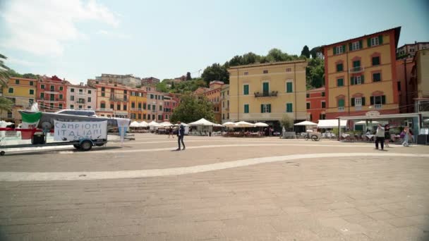 Lerici Itália Junho 2021 Praça Cidade Lerici Durante Verão Cidade — Vídeo de Stock