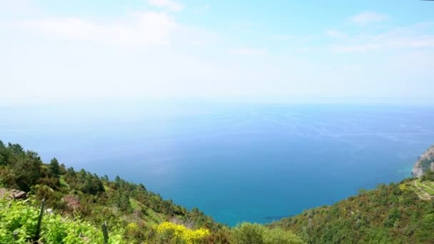 Mar Mediterráneo Maquinaria Costa Hermosa Cinque Terre Italia Verano Italia — Vídeos de Stock