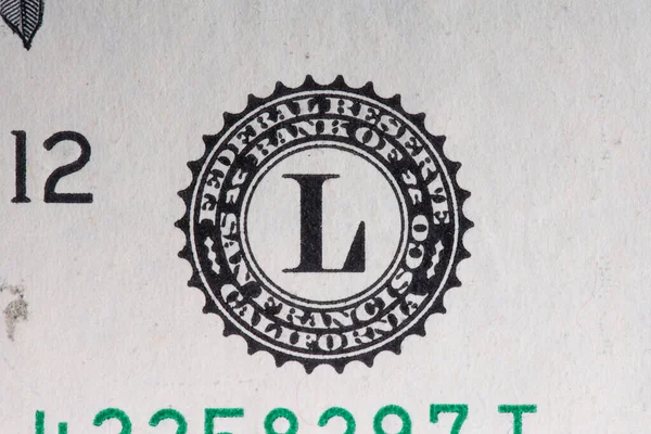 加州旧金山的联邦储备银行 一美元钞票上的封条 — 图库照片