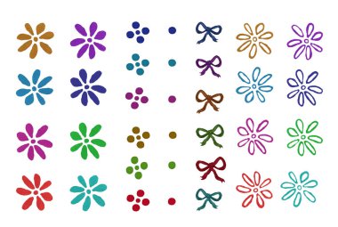 Tatiller için tebrik kartları oluşturmak için süslemeli suluboya elementler: doğum günü, düğün, parti, Şükran Günü, Mutlu Paskalyalar, İsim Günü, Noel, Yeni Yıl.