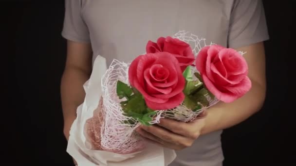 Dar Una Rama Rosas Persona Que Amas Esto Está Concepto — Vídeos de Stock