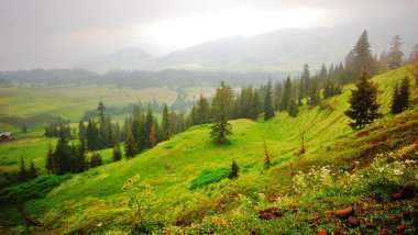 Güzel dağlarda ve şehirlerde motosiklet gezisi 