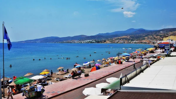 Vistas Ciudad Del Mar Egeo Con Una Hermosa Puesta Sol —  Fotos de Stock