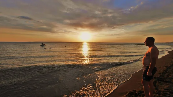 Mar Egeu Vista Cidade Com Belo Pôr Sol Paisagens Detalhes — Fotografia de Stock