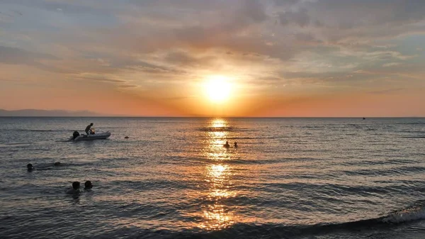 Mar Egeu Vista Cidade Com Belo Pôr Sol Paisagens Detalhes — Fotografia de Stock