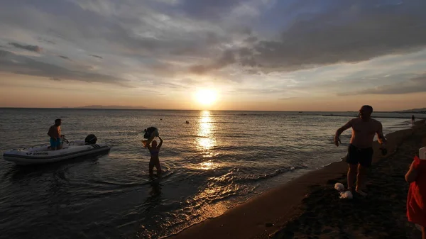 Mar Egeu Vista Cidade Com Belo Pôr Sol Paisagens Detalhes — Fotografia de Stock