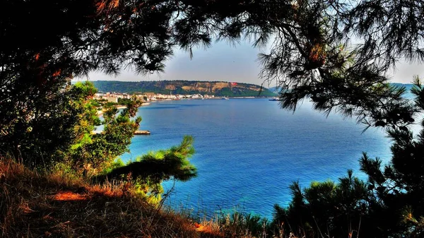 Ege Kıyısı Manzarası Kumlu Plajlar Manzaralar Şehir Detayları — Stok fotoğraf