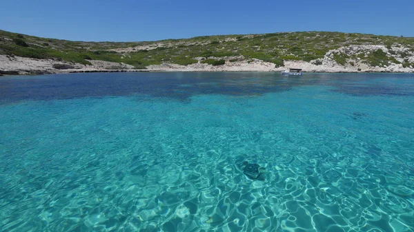 Вид Море Лодок Домов Летний День Регионе Эгейского Моря — стоковое фото