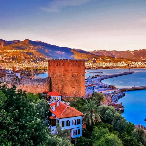 Vistas Cidade Antalya Com Paisagens Panorâmicas Vistas Para Penhasco Detalhes — Fotografia de Stock