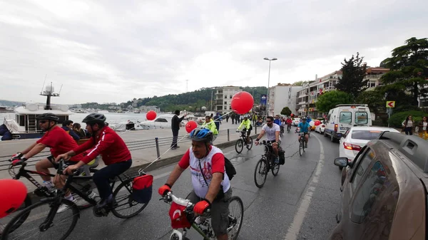 Велогонка Стамбуле Рядом Босфором — стоковое фото