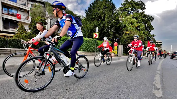 Course Cycliste Istanbul Aux Côtés Bosphore — Photo