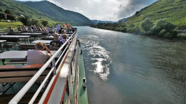 Cochem Deutschland Fährfahrt Panoramablick Und Sonnenuntergang — Stockfoto