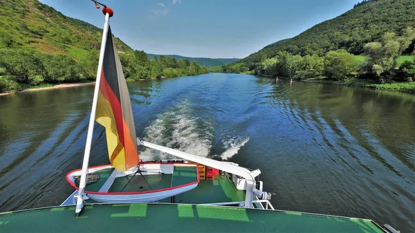 Cochem Γερμανίας Ferry Trip Πανοραμική Θέα Και Θέα Στο Ηλιοβασίλεμα — Φωτογραφία Αρχείου