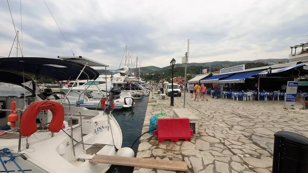 Grécia Vista Para Cidade Lado Mar Viagem Balsa Para Itália — Fotografia de Stock