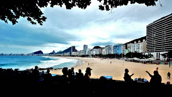 Rio Janeiro Piaszczystymi Plażami Rybakami Panoramicznym Miastem Widokiem Morze — Zdjęcie stockowe