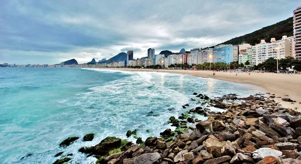 Rio Janeiro Kumlu Plajlar Balıkçılar Panoramik Şehir Deniz Manzarası — Stok fotoğraf