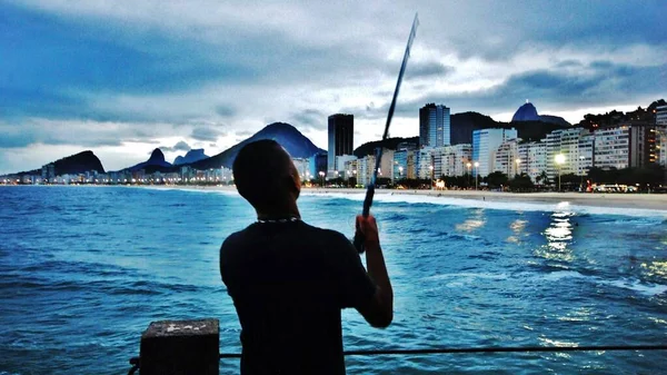 Рио Жанейро Песчаными Пляжами Рыбаками Панорамным Городом Видом Море — стоковое фото
