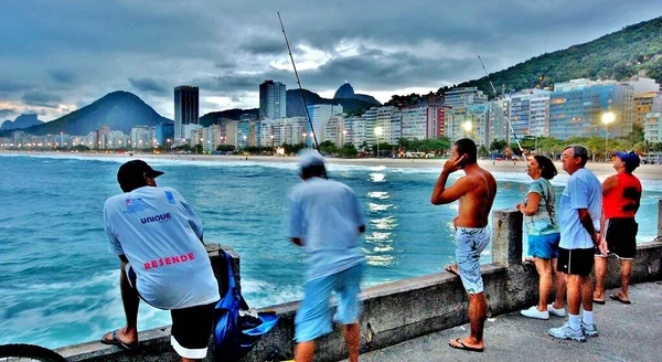 Rio Janeiro Con Spiagge Sabbiose Pescatori Vista Panoramica Sulla Città — Foto Stock